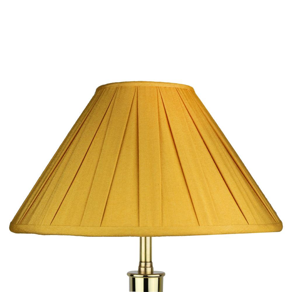 Old gold handmade silk lampshade with box pleats and traditional hand stitching